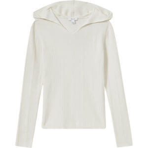 REISS CHLOE Wool Blend Rib Knit Hooded Jumper